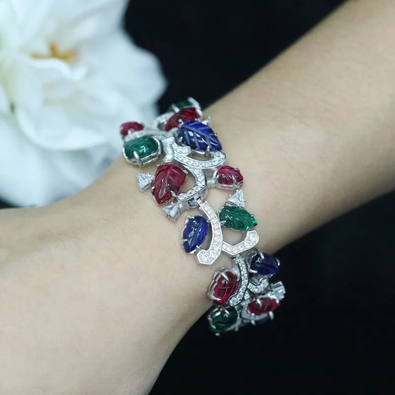 925 silver gold plated high carbon diamond colorful fruit brocade bracelet personality party activities