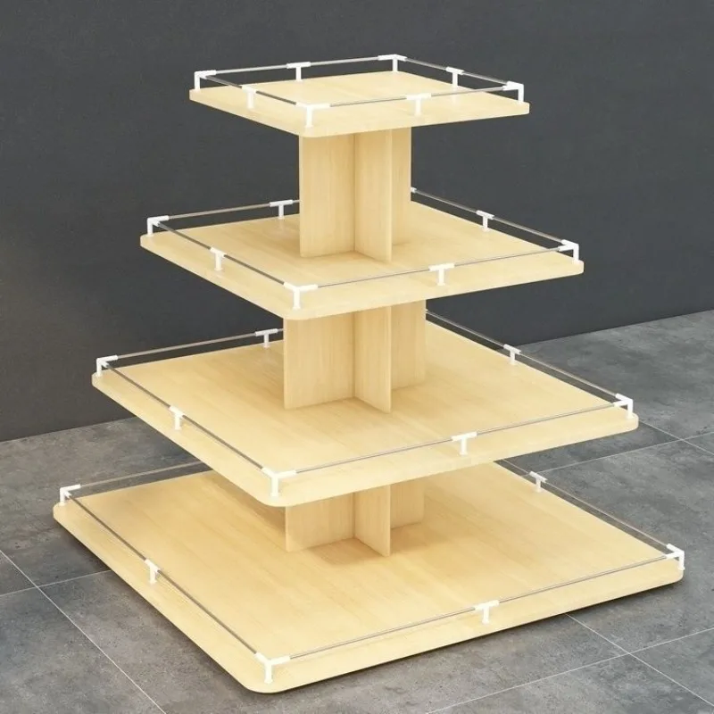 

Nakajima Cabinet Wooden Showcase Display Cabinet Supermarket Shelf Display Shelf Stack Head Products Maternal and Infant Round S