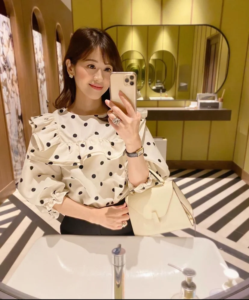 Retro Puff Sleeve Top Sweet Lotus Leaf Shirt Lady Spring Summer New Japanese Style Polka Dot Frill Commuter Blouse Women