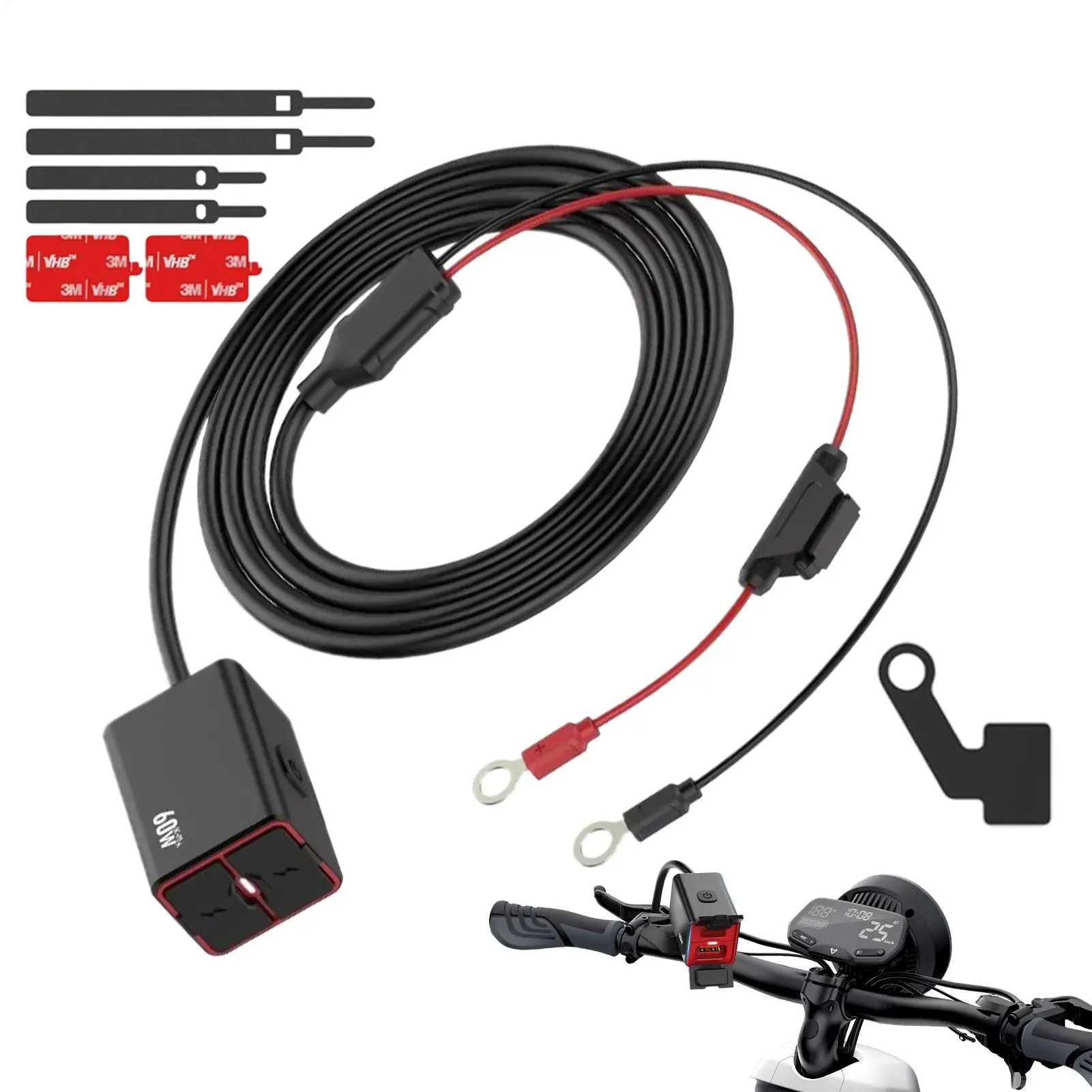 

60W Waterproof Motorcycle USB C Fast Charger Handlebar Phone Charger Multi-speed Adjustable Vehicle-Mounted Charger Adapter