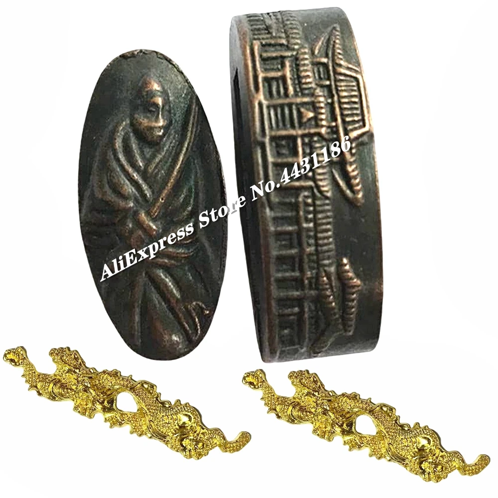 A Set Alloy Kashira/Fuchi/Menuki Sleeve Butt Cap Collar for Japanese Sword Katana Wakizashi Tanto Handle Tsuka