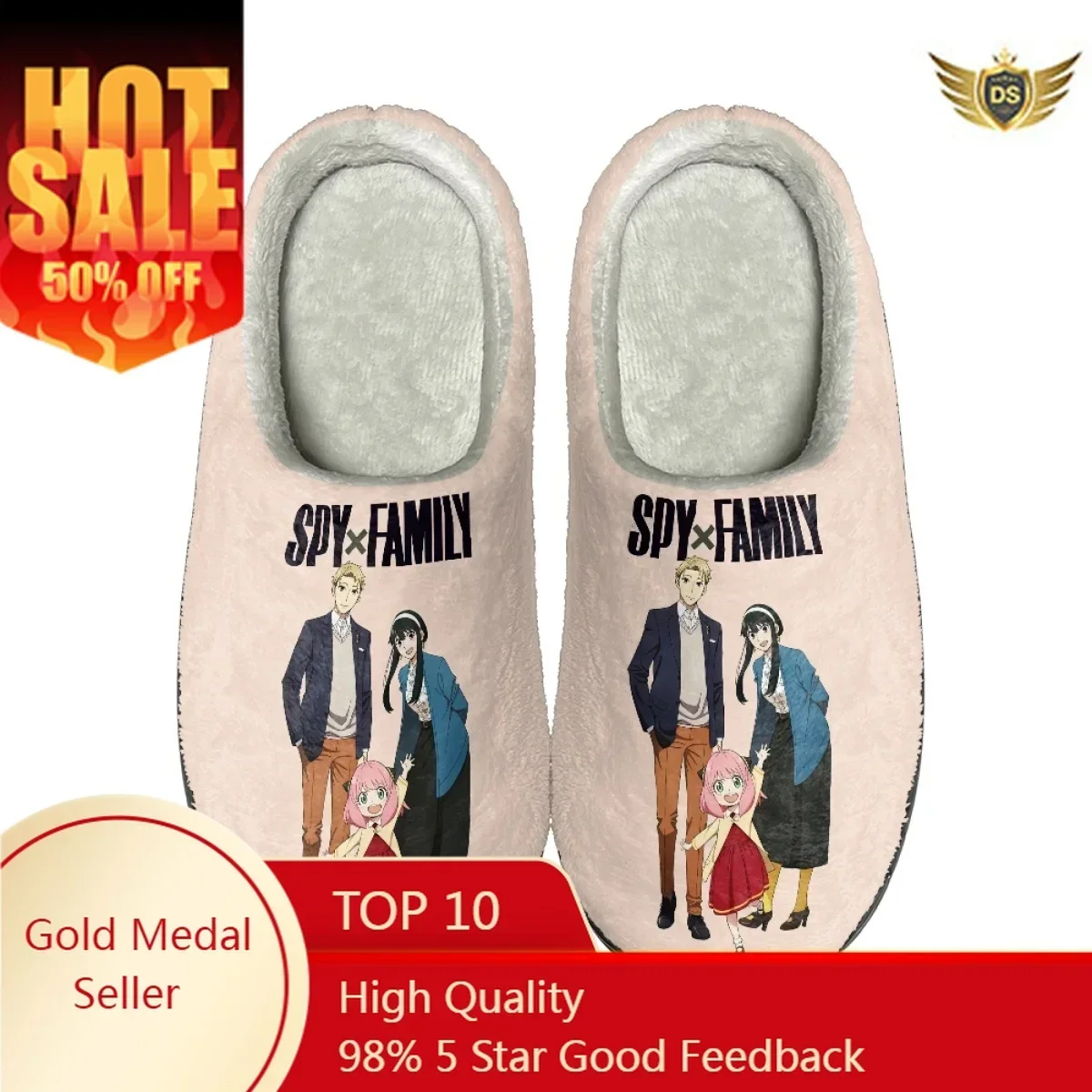 Winter Warm Cotton Slippers for Men Spy x Family Home Wear-Resistant Non-Slip Indoor Slides Couple Women Classic Slides Slippers