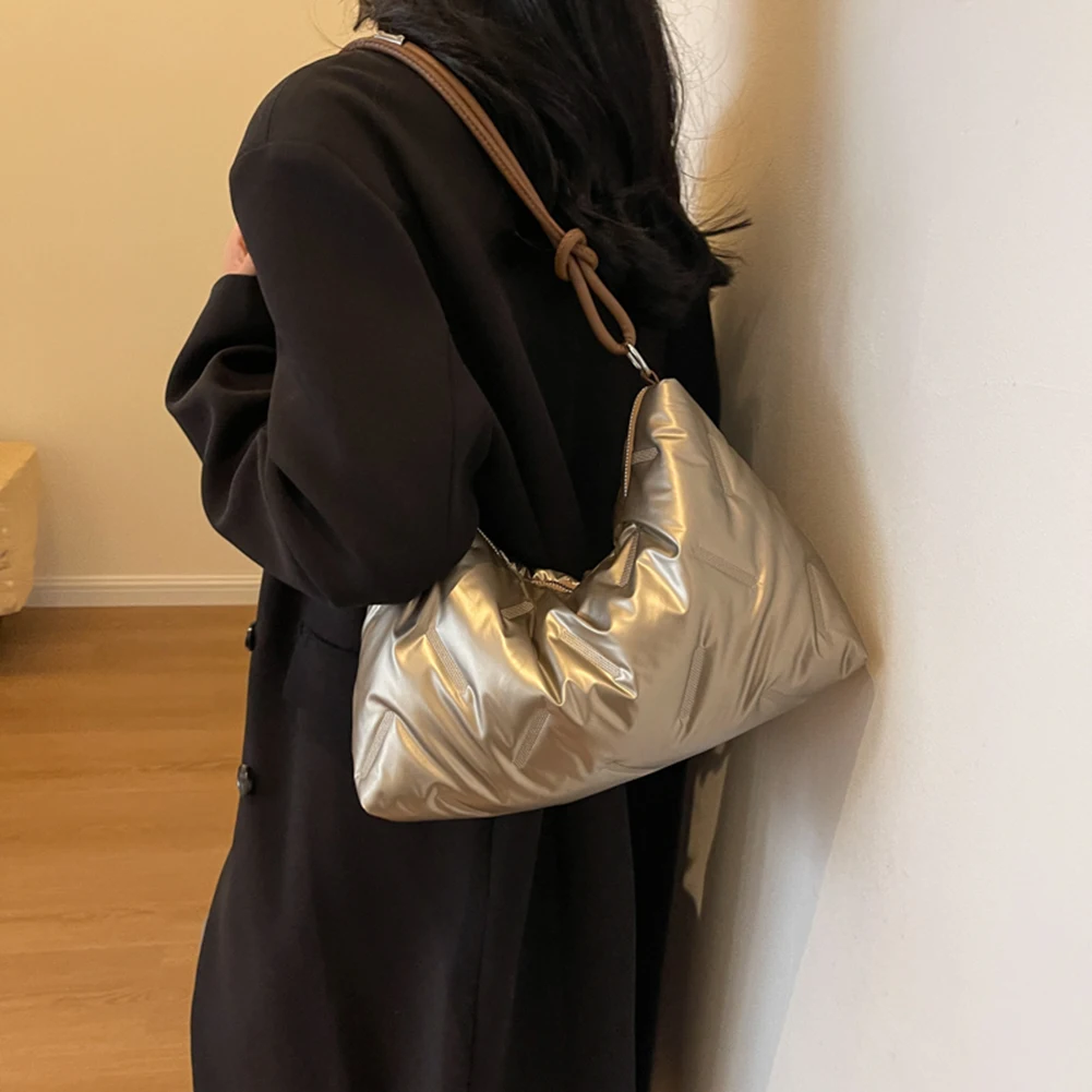 

Women Puffy Hobo Bag Space Cotton Tote Handbags Large Capacity Quilted Satchel Bag Casual Winter Padded Commuting Shoulder Bag