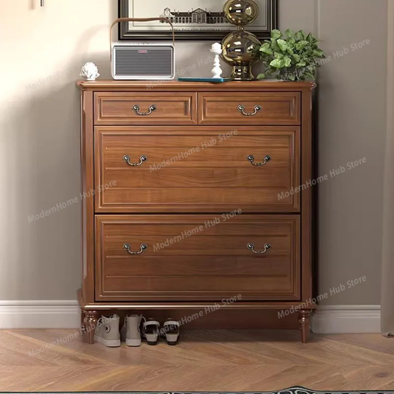 Solid wood shoe cabinet household entrance entrance entrance porch storage cabinet integrated with wall corridor outside door