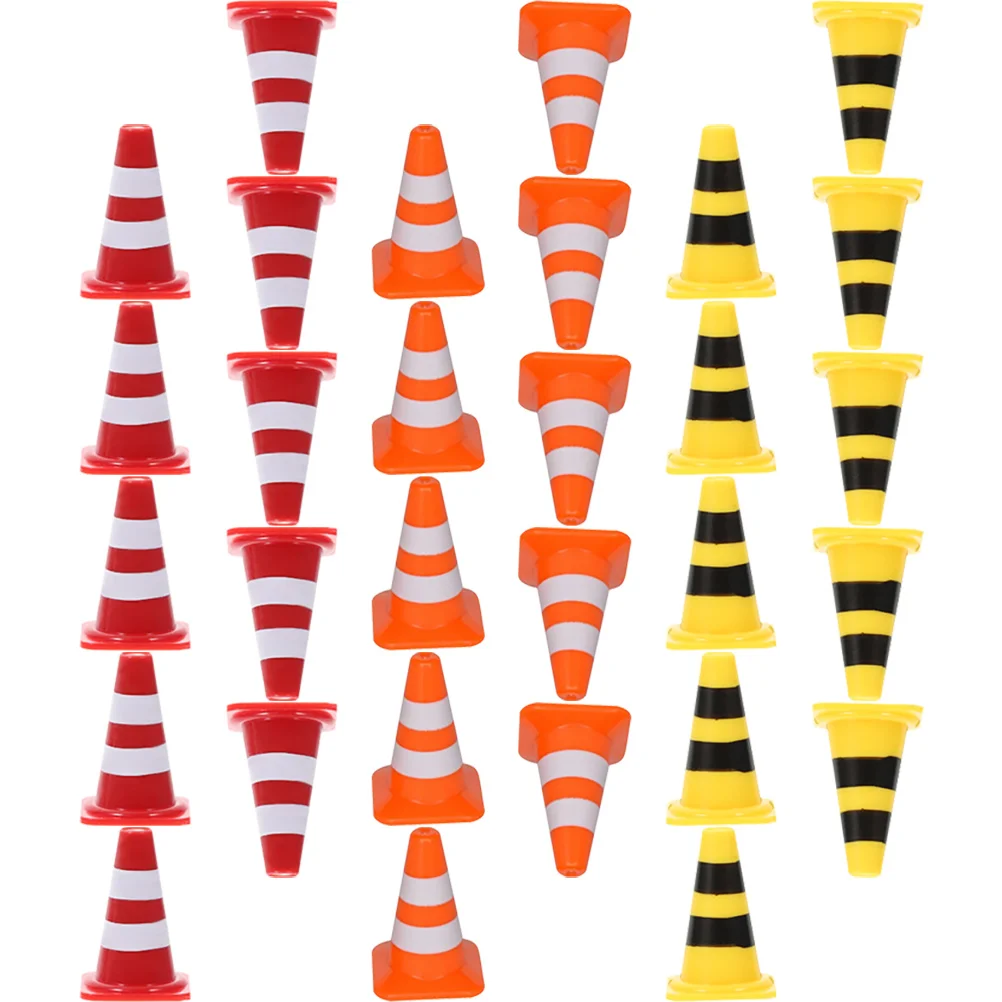 30Pcs Miniature Traffic Cones Traffic Signs Mini Traffic Signs Roadblocks Cone Pretend Play Mini Road Signs Hazard Cones