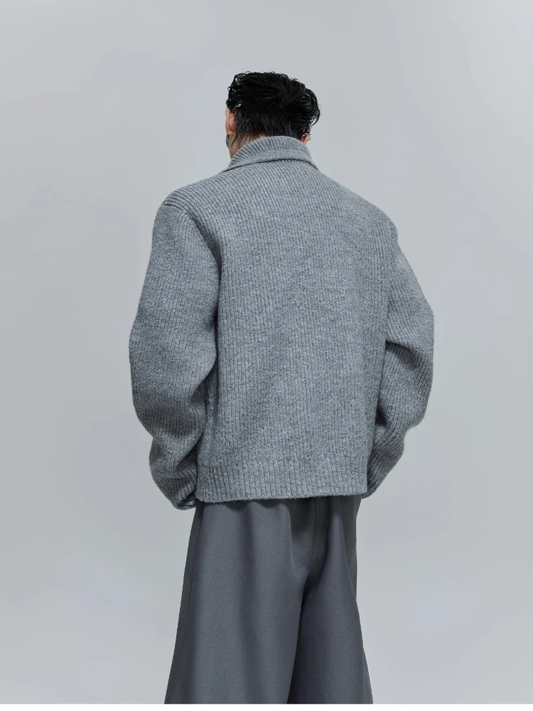 French Fashion Trend Heavy Sequin Cardigan High Neck Sweater Loose Casual Stylish Boy Ins Knitted Sweater