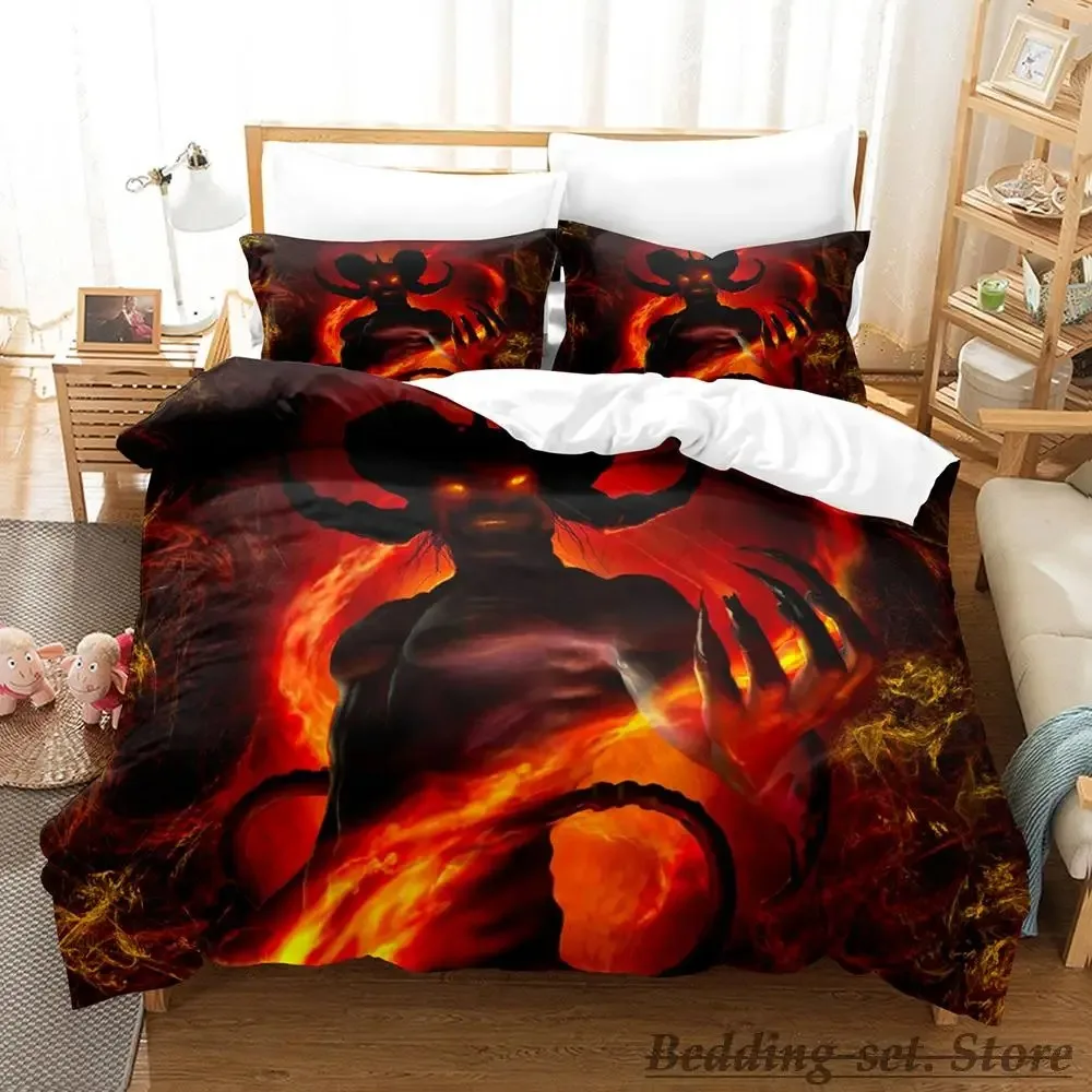 

2023 Demon Monster Satan Bedding Set Single Twin Full Queen King Size Bed Set Aldult Kid Bedroom Duvetcover Sets Anime