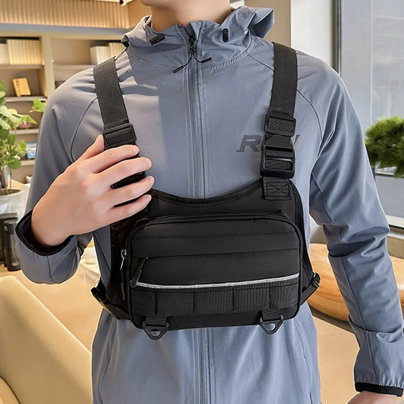 Streetwear Men Chest Rig Bag New Fashion Unisex Waist Bag Tactical Vest Backpacks Multi-function Sport Travel Storage Pockets