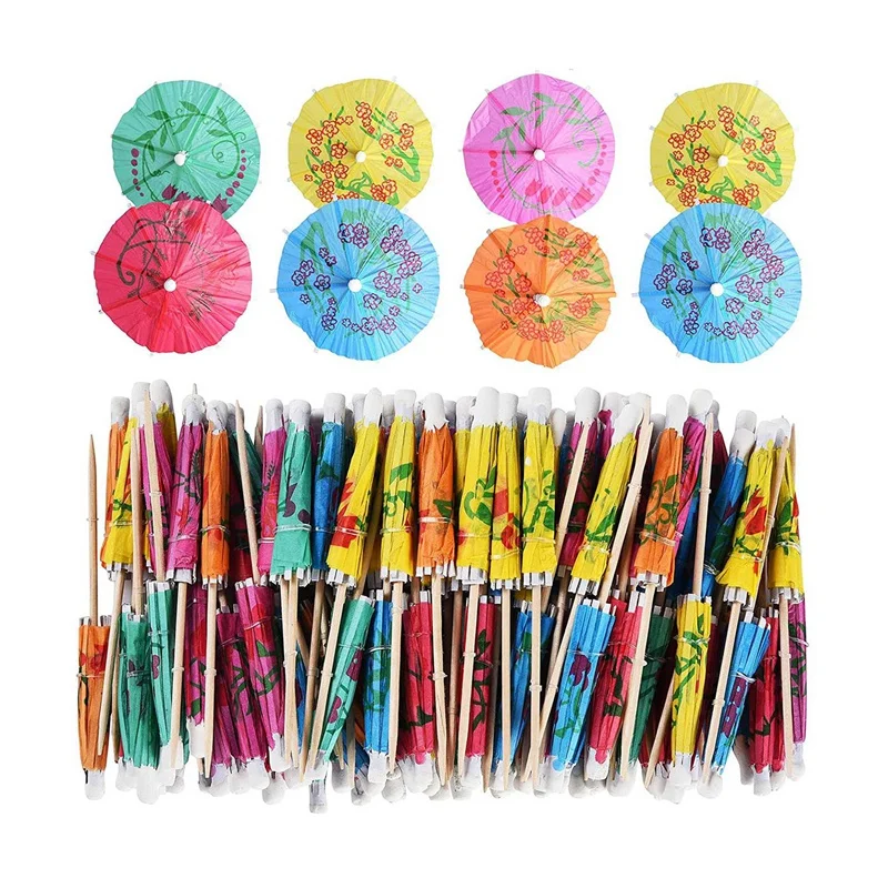 144Pcs Cocktail Umbrella For Drink&Food, Decorative Toothpicks For Party,Hotel, Restaurant,Tiki Bar,Hawaiian Party