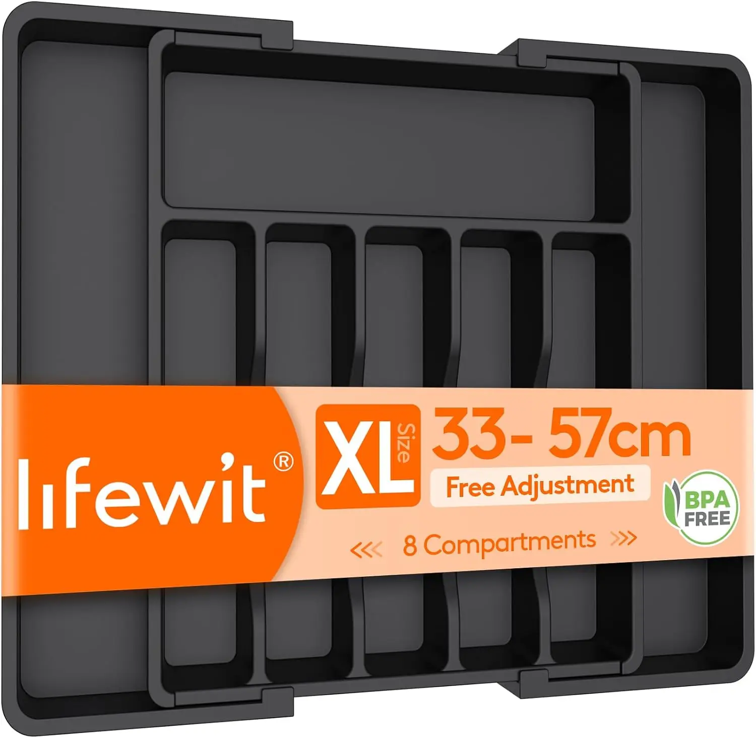 Adjustable Silverware Drawer Organizer, Flatware Utensil Tray for Kitchen Drawer, Cutlery Storage Holder for Spoons Forks Knives