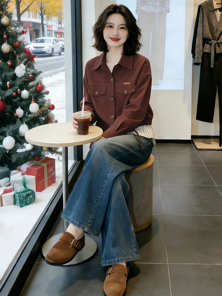 

Уникальная женская модная куртка-жакет Sli Agel Jaet: новая, очень красивая, короткая верхняя одежда в корейском стиле, свободного кроя, для весны и осени