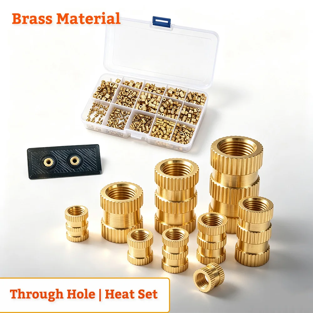 1450/100 Pcs Threaded Inserts for 3D Printer Plastic M2 M3 M4 Female Metric Knurled Nuts Brass Heat-Set Insert Injection Molding