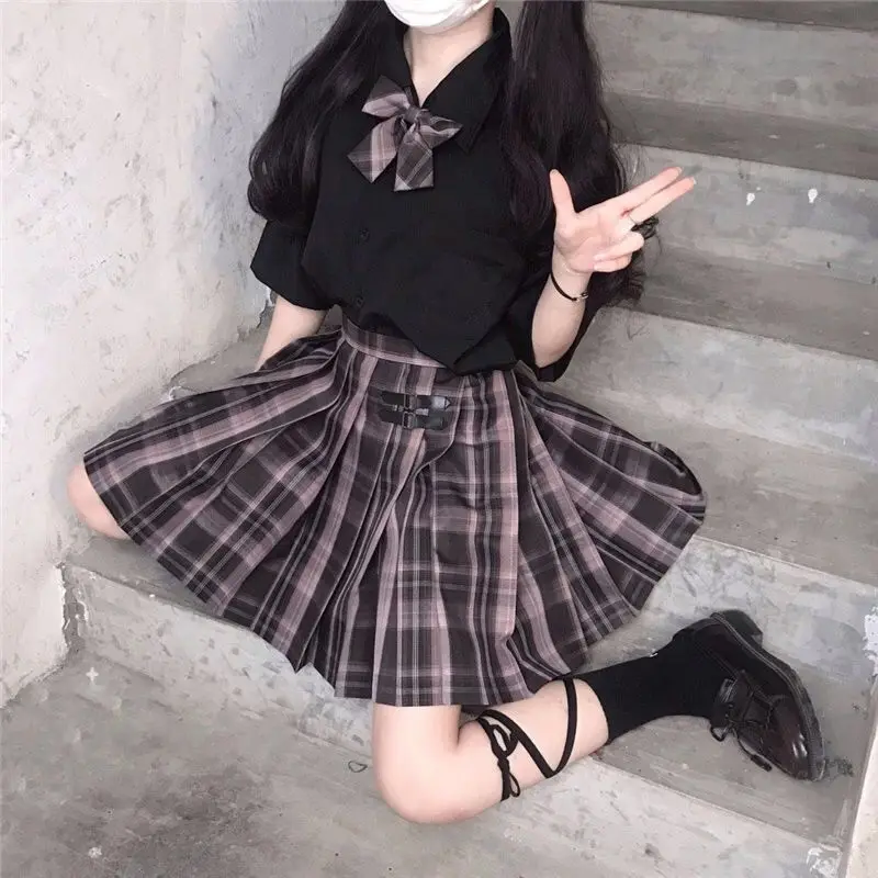 

Summer Polar Night Song jk Uniform Plaid Dress Genuine Set Original Summer Girl Plaid Dress Pleated Skirt