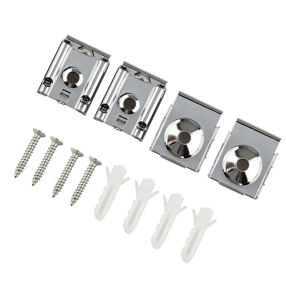 New Glass Bracket Glass Bracket Screws Silver Wall Hanging 4pcs Chrome Chrome Metal Mirror Mounting Hanger Clamp