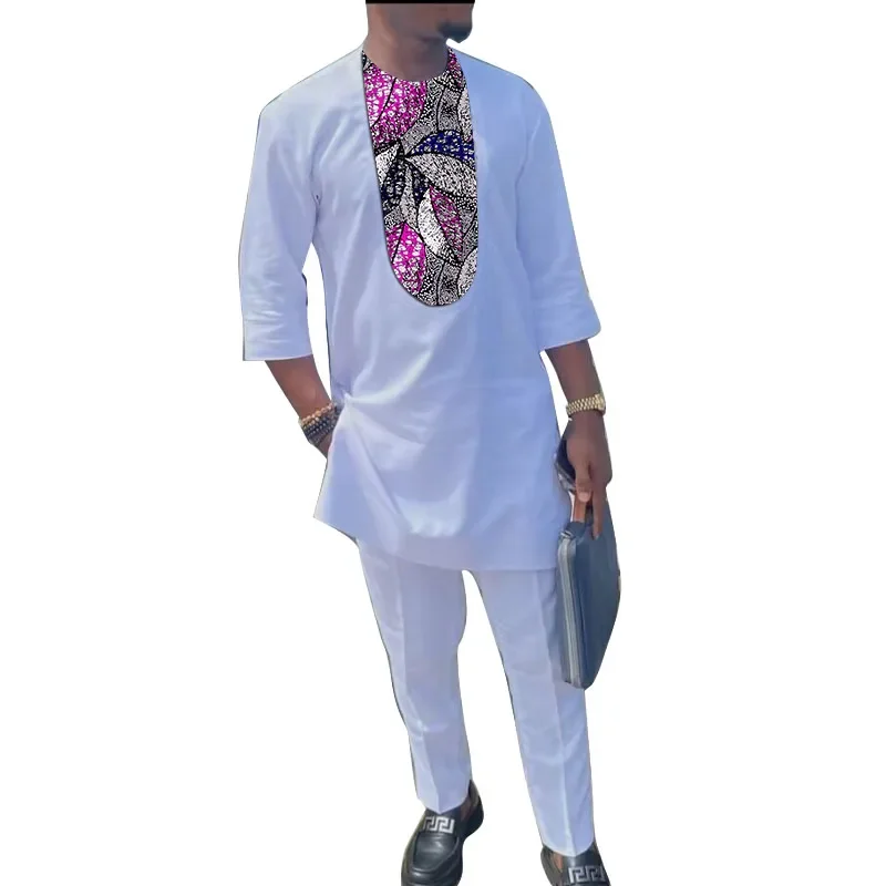 New Luxury African Traditional Men's Clothing Elegant Full Suits Male Pant Sets To Dress Native Outfit Ethnic Dashiki Kaftan