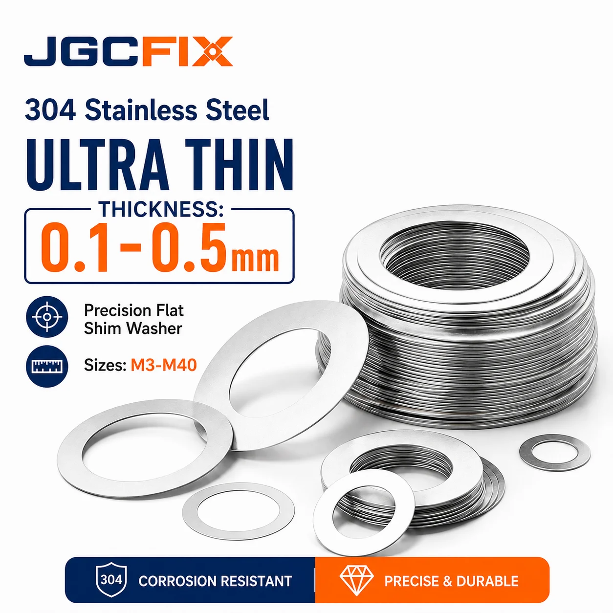 Gasket 0.1/0.2/0.3/0.5 mm Spacer Ring M3-M40 304 Stainless Steel Ultra Thin Flat Washer Precision Shim Adjusting Fastener Kit