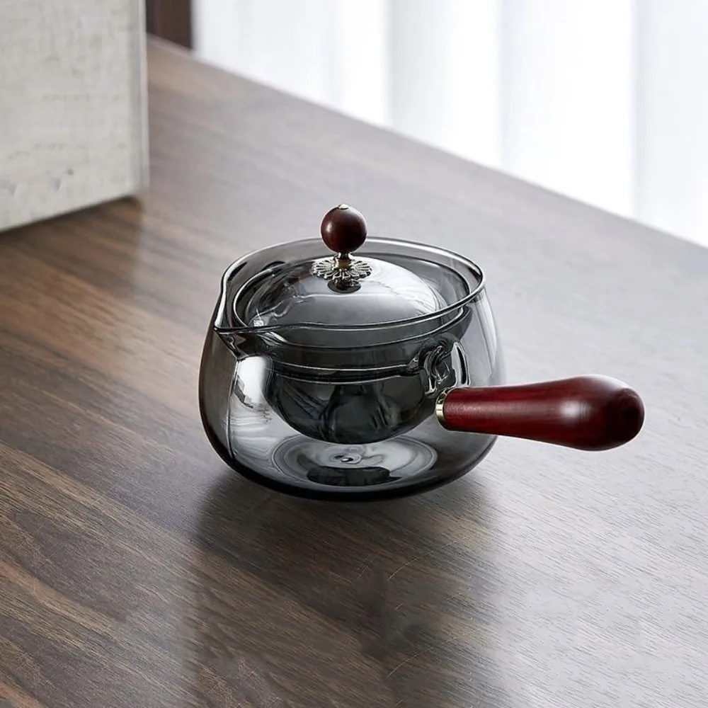 

Drinkware Glass 360 Degree Rotating Teapot Large Heat Resistant Fair Cup Transparent with Handle Boiling Teapot Home