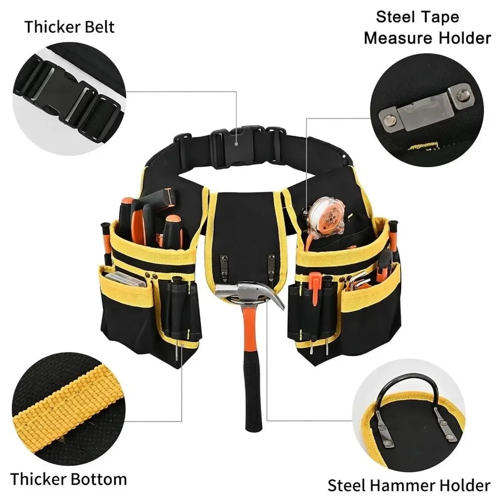 

26-pocket Design Magnetic Tool Belt Detachable Nail Adjustable Waist Bracket Heavy-duty Tool Bag Heavy-duty Construction