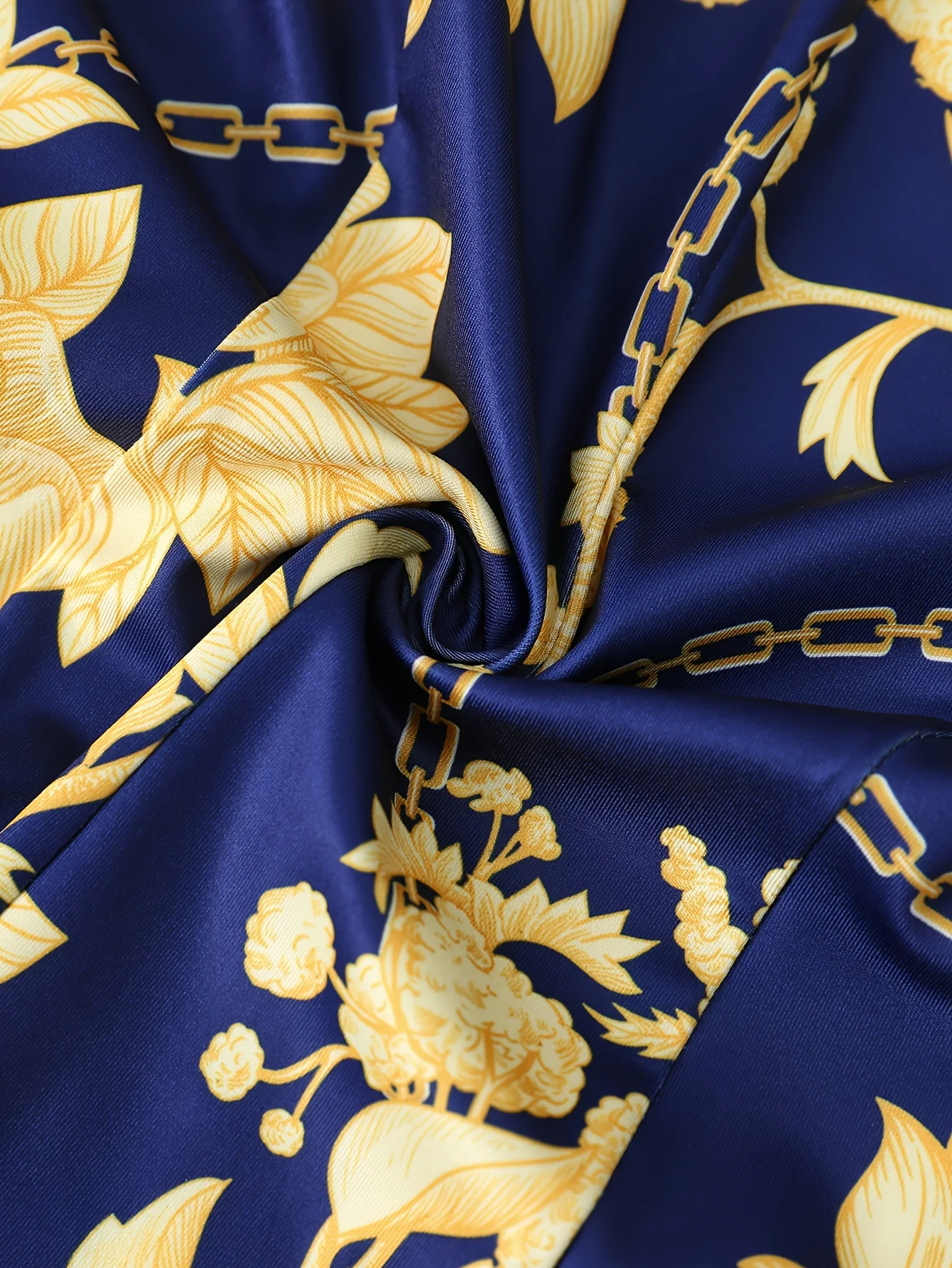 أناقة حضرية ورومانسية للحفلات سلسلة زهور ذهبية مطبوعة رقمية سترة علوية قابلة للتمدد وحزام خصر مرن ملون