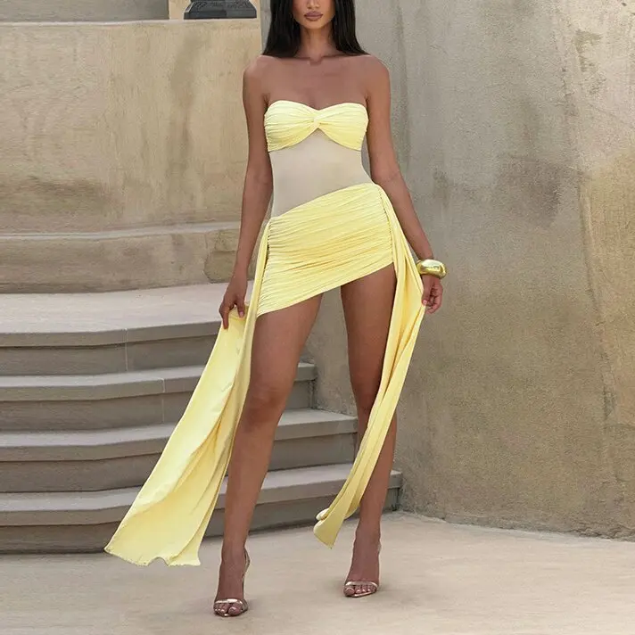 فستان فائق النفافة، فستان رومانسي مطرز من التول، فستان بوستير مبطن بالساتان، فستان مكشكش كلاسيكي بوهيمي #1