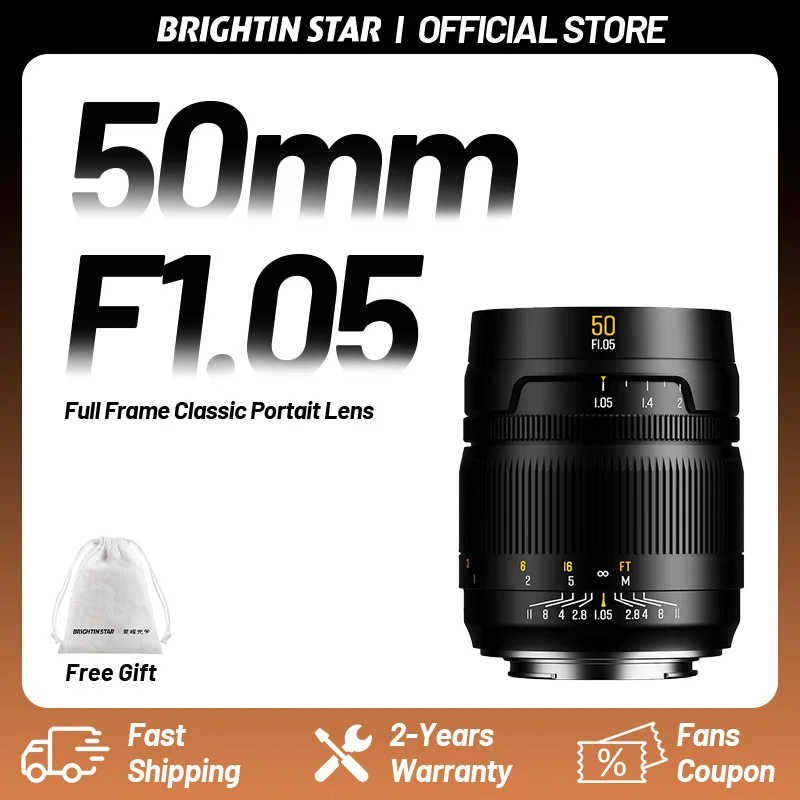 

Brightin Star 50mm F1.05 Full Frame Manual Focus Portrait Lens for Sony E ZVE10 A6400 A7 III IV Nikon Z Canon RF SIGMA LUMIX L