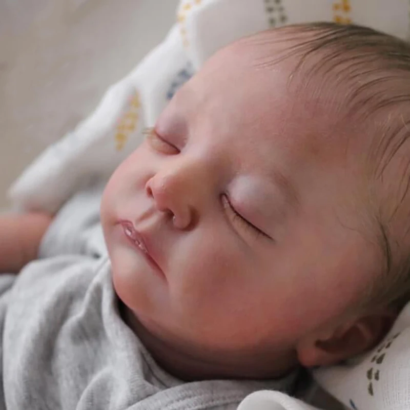 

19inch Newborn Baby Reborn Doll Sleeping Baby Kai Lifelike Soft Touch with Hand-Rooting Hair Doll