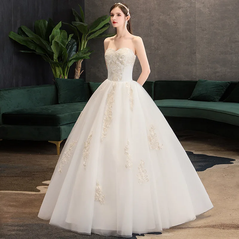 Vestido de noiva sem alças, elegante, novas fotos, sessão de noiva, simples, princesa francesa, vestido de baile, novia