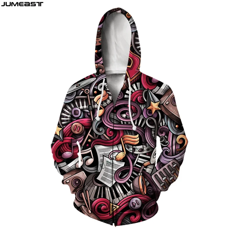 Jumeast Men Women 3D Male Female Cost Creative Music Poster Hip Hop 6XL Long Sleeve Jacket Sport Pullover Spring Zipper Hoodies