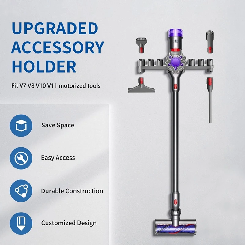 Estação de ancoragem montada na parede para aspiradores Dyson, suportes para Dyson V15, V7, V8, V10, V11 modelo, organizador