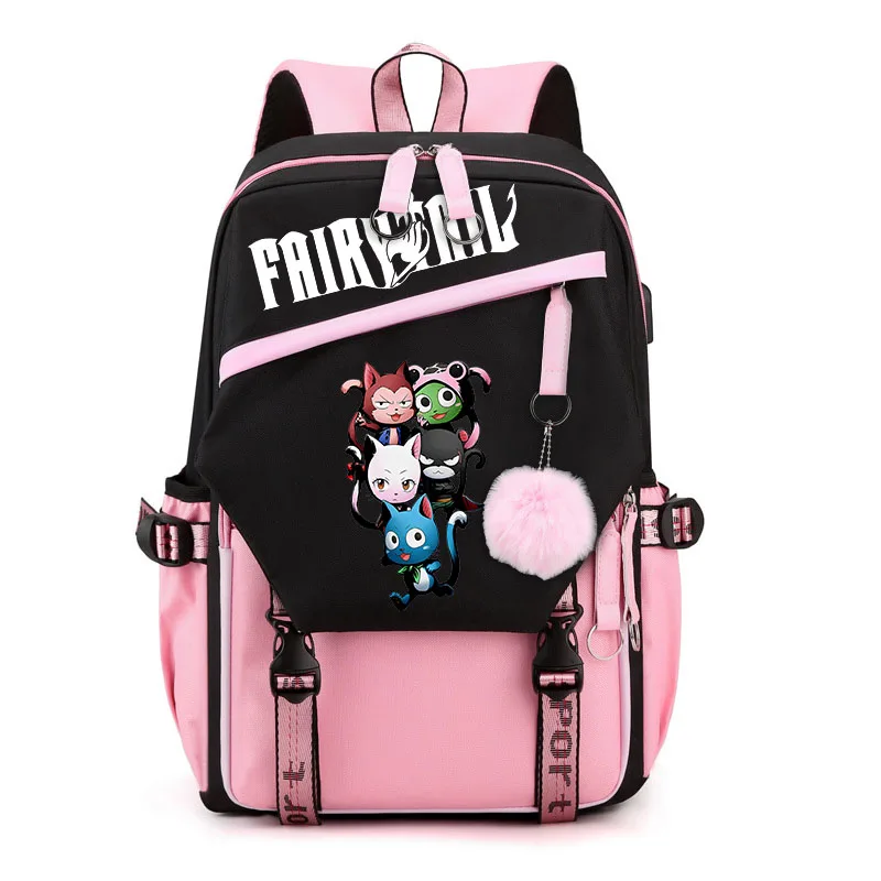 Bolsa de ocio Fairy Tail para niños, mochila de viaje al aire libre, bolsa con estampado de Anime, bolsa escolar para estudiantes adolescentes, bolsa USB