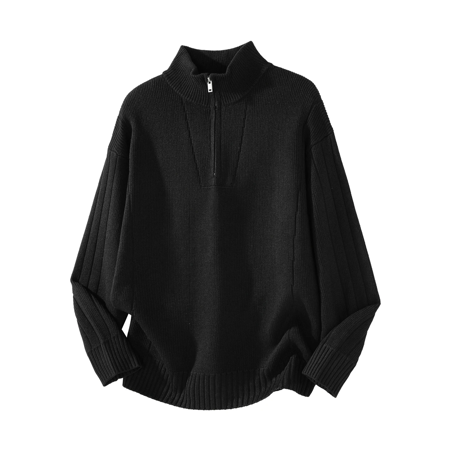 

Мужской свободный вязаный свитер на молнии с высоким воротником, осенне-зимний, новый, фактурный, теплый, верхняя одежда, подходит для прогулок