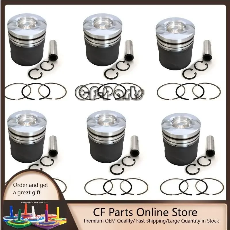 New 6 Sets STD Piston Kit With Ring 65.02501-0507 Fit For Doosan D1146 Engine 111MM