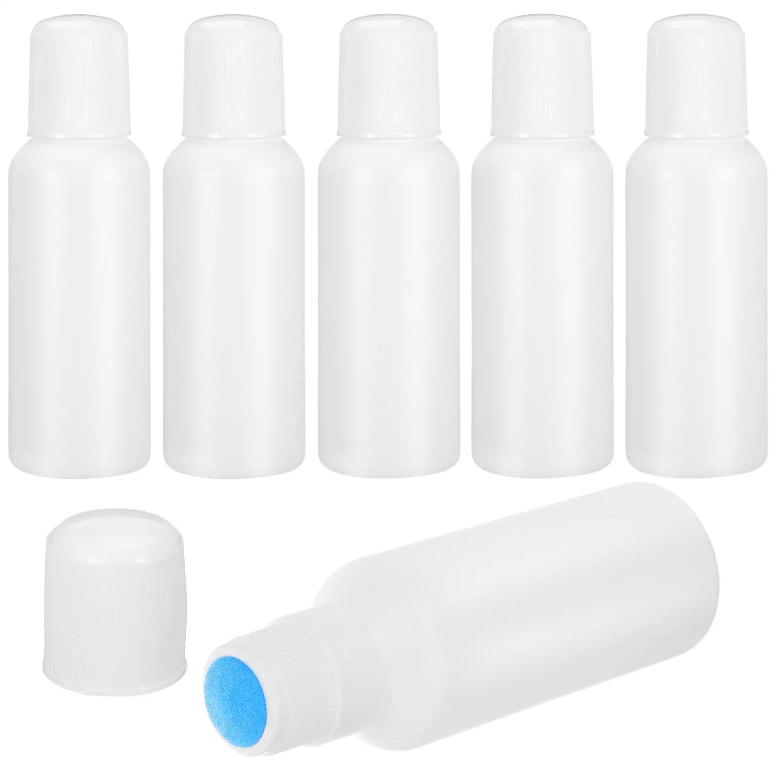 

6pcs Liniment Bottle Refillable Reusable Sponge Head Applicator Portable Bottles for Liquid Essential Oils Small Plastic