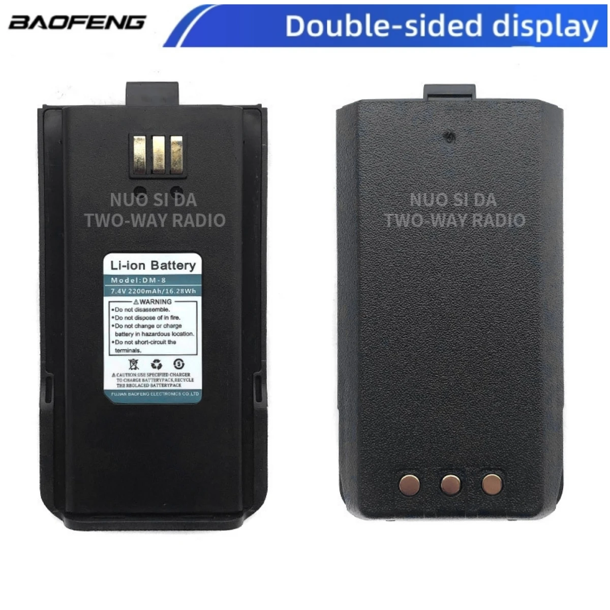 Baofeng-Original Li-ion Battery for Two Way Radio, Walkie Talkie, DM-1801, DM-860, BF-H6, DM-8, DMR, 7.4 V, 2200mAh