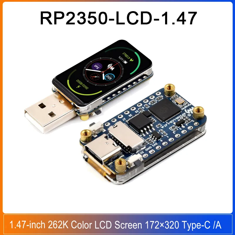 RP2350-LCD-1.47 RP2350 1.47-inch LCD Display Development Board Built-in RGB Color Light Beads Type-C /A for Raspberry Pi Pico 2