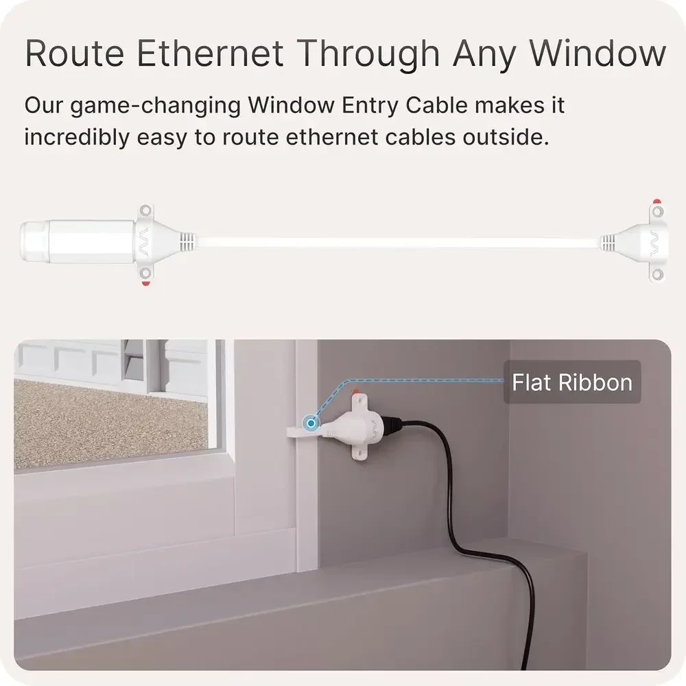 Ethernet Window Entry Cable | for Starlink, 4G/5G, and WiFi | CAT6A Ultra-Flat, High Performance Passthrough Cable | Weatherproo