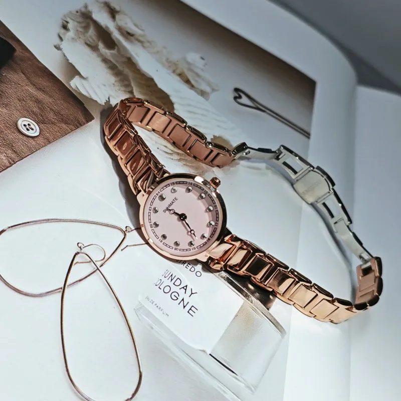 

SUNMATE Luxury Brand Women's Quartz Watch with Stylish Rhinestone Dial, Alloy Case, Stainless Steel Strap, Formal Watch with Box