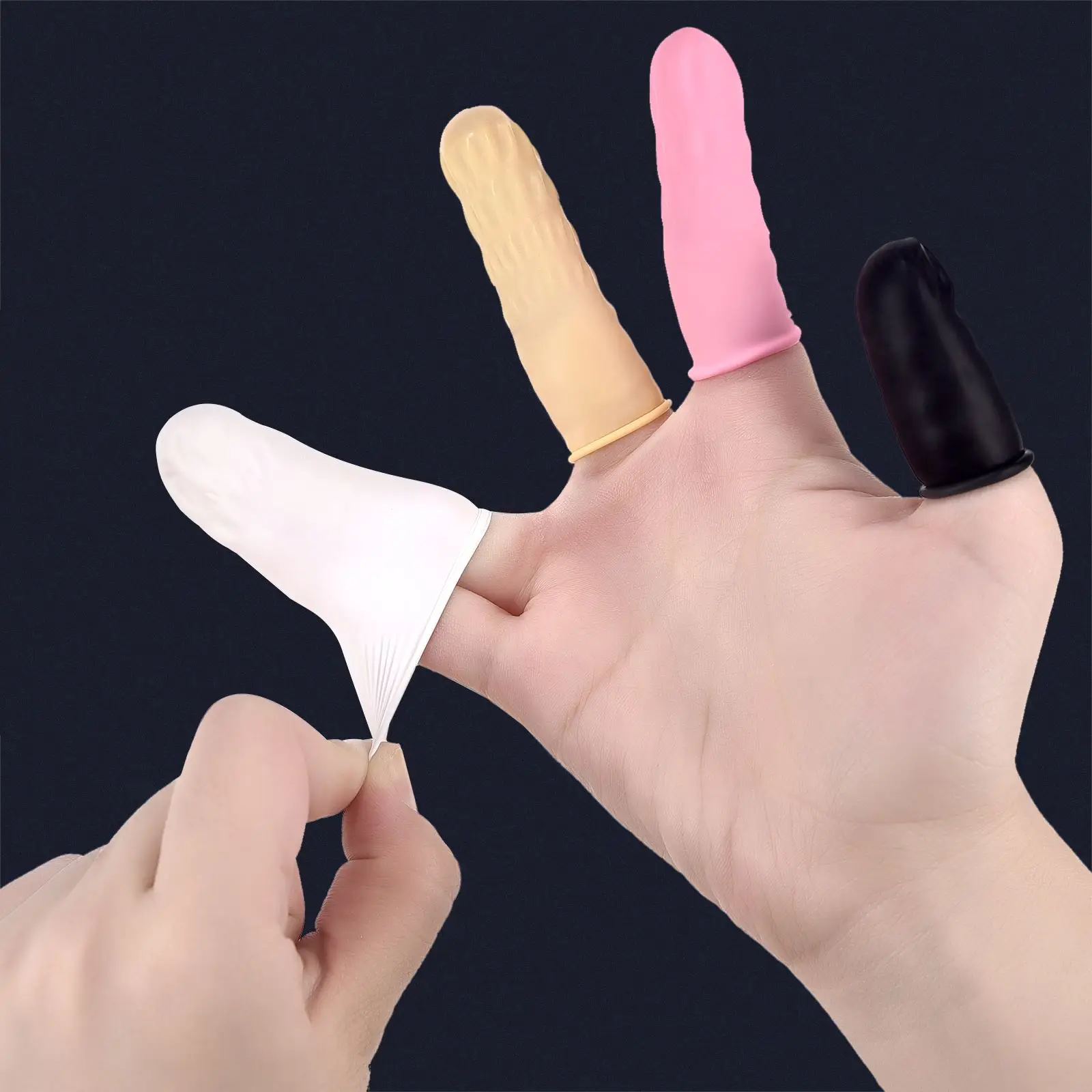 50pcs Disposable Latex Rubber Finger Cots Sets Fingertips Protector Gloves Anti-Static For Watch Repair Tool Non-Slip Cleaning