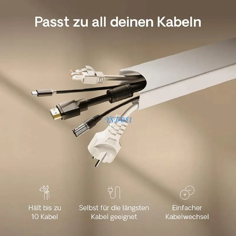 E15A Space Saving Wire Channel Desk Cable Planner Tool Perfect for Hiding Monitor Power Cords Under Computer Desks