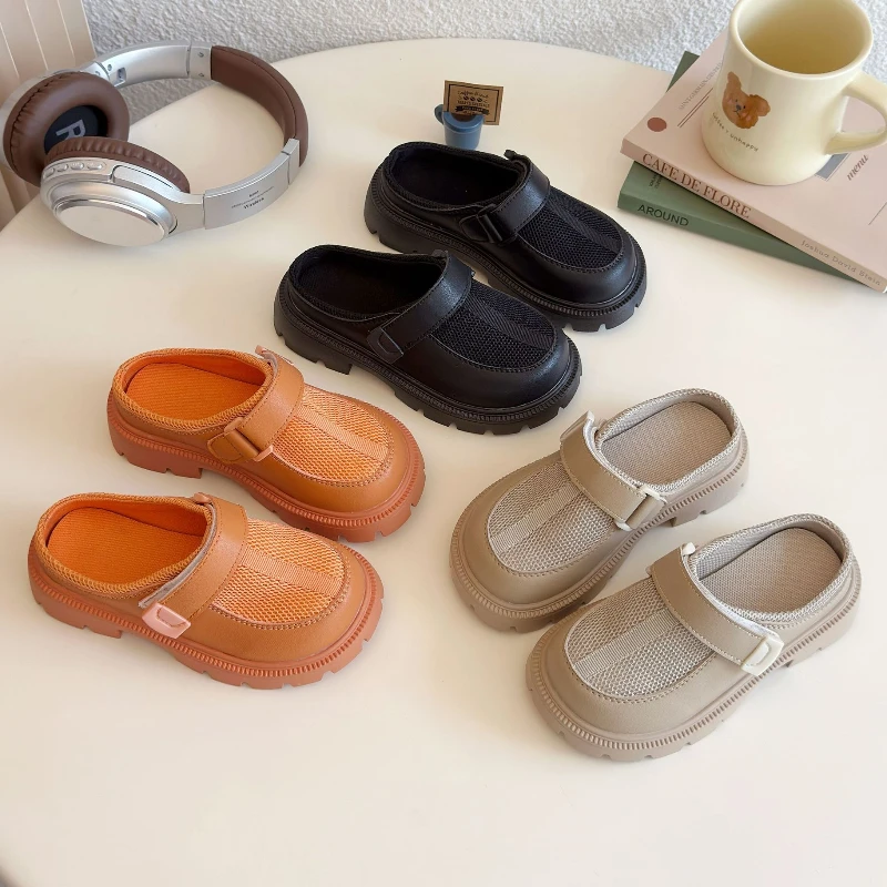 

Fashion Girls Shoes 2025 Summer New Kids Slippers Simple Retro Girls' Sandals Comfort Thick Bottom Child Breathable Beach Shoes