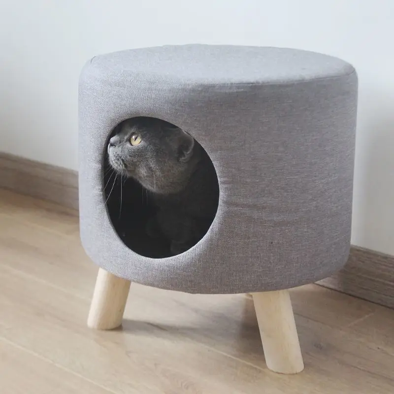 Cat Nest Small Stool Household Low Stool for 5 Kg Cat Nest Foot Stools Round Stools Warm Cats Hole Bench Ottoman Storage Pouf