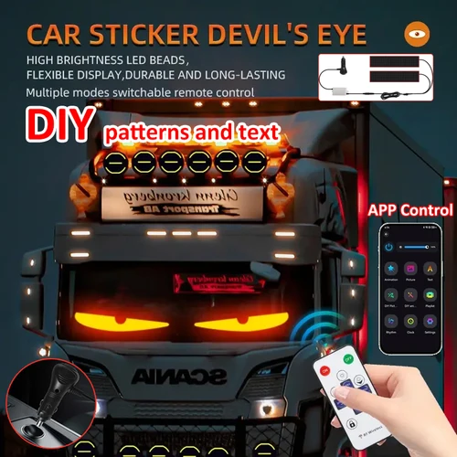 Demon Eyes-Panel de píxeles de matriz para coche, luz nocturna, aplicación remota, Control programable, pantalla Flexible para coche, camión, SUV, accesorio