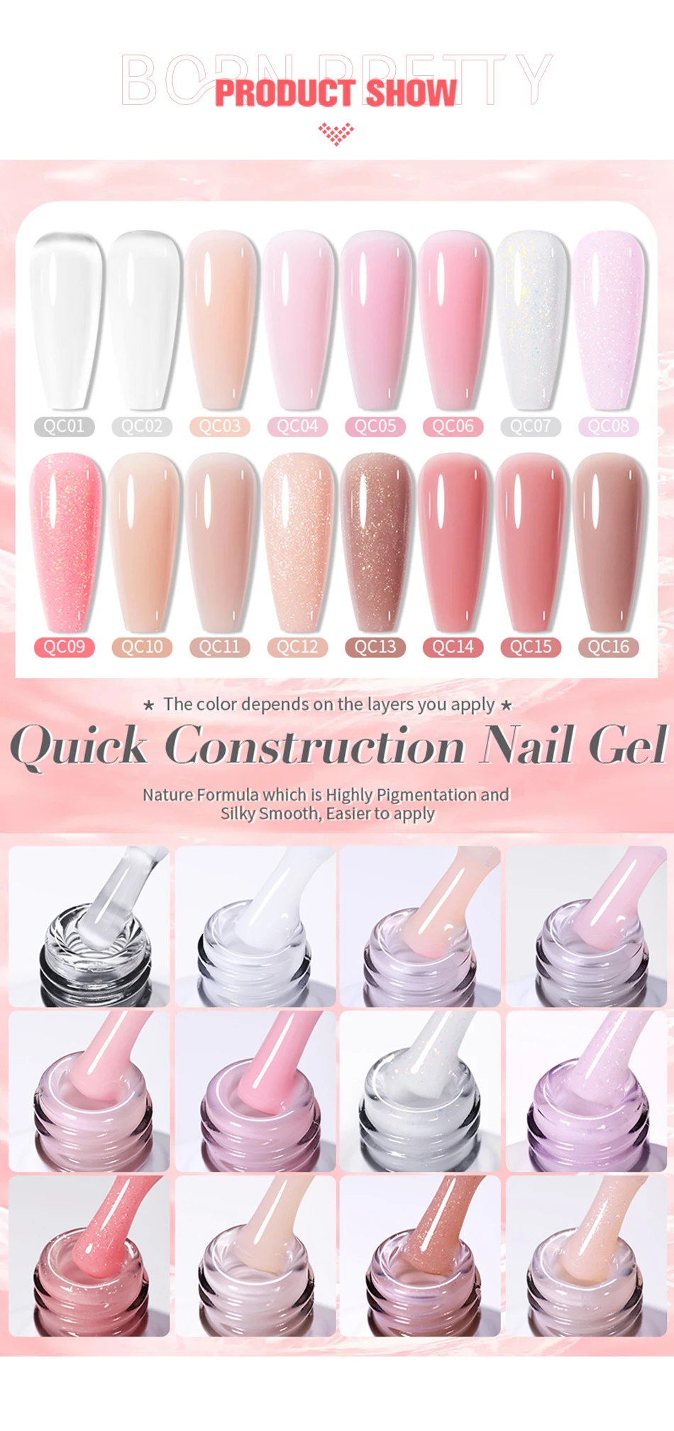 BORN PRETTY 10ml 5-IN-1 Builder Gel Jelly Color Schnellbau-Gel Nagellack für Maniküre Semi-Permanentes Aufbaugel – Detail 3