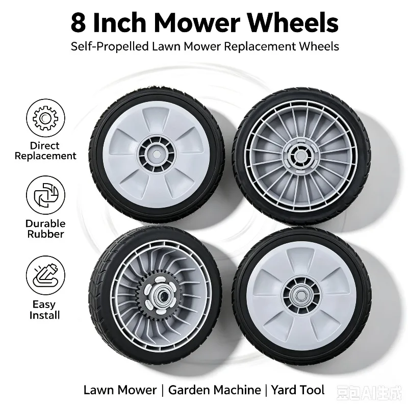8 Inch Lawn Mower Wheel Replacement Self Propelled Lawnmower Wheel Garden Power Equipment Spare Replacement Part