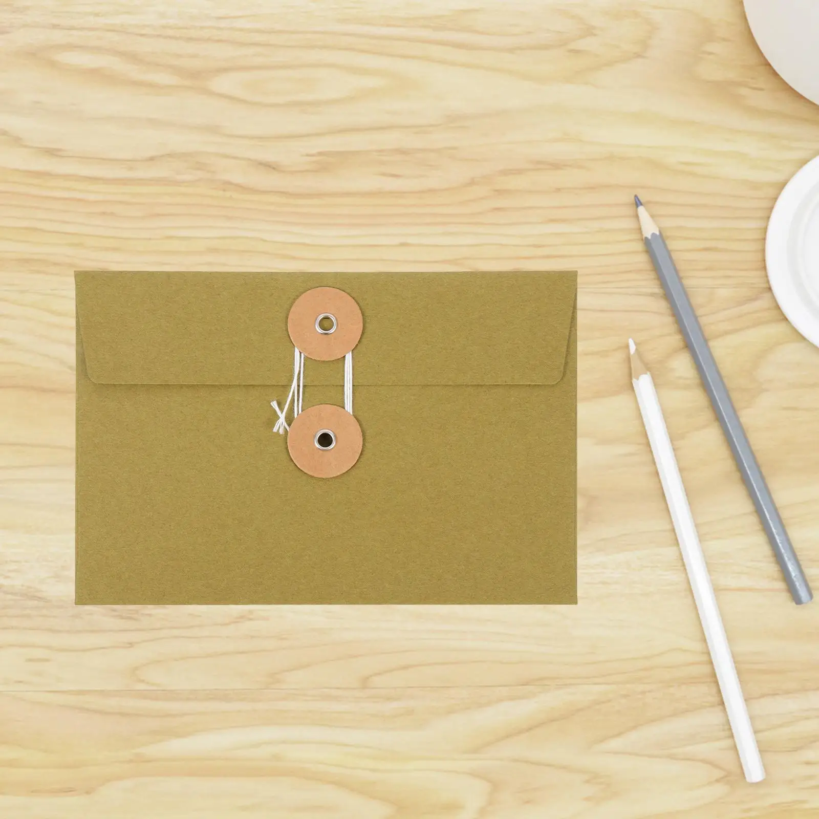 10 Pcs Paper Folders Retro Buckle Envelope Bags Vintage Postcard Envelopes Thickened File Bags String Envelopes Office