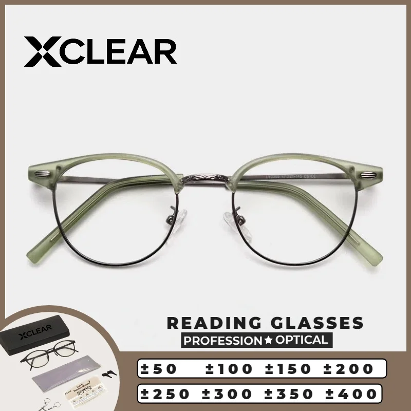 

XCLEAR Optical Anti Blue Ray Myopia Progressive Prescription Eyeglasses Reading Glasses Unisex Black Gold Browline Retro Comfort