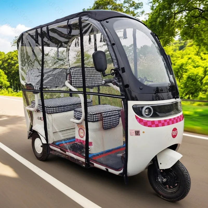 Electric tricycle rain curtain canopy, table bell integrated leisure carport thickened, weatherproof and warm canopy view 4