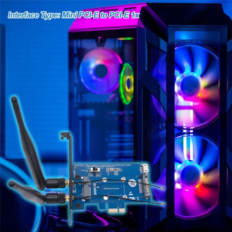 AT12 واي فاي وحدة صغيرة PCI-E اكسبرس إلى PCI-E 1X بطاقة محول 3G/4G إلى PCI-E مجلس التنمية 2 هوائيات