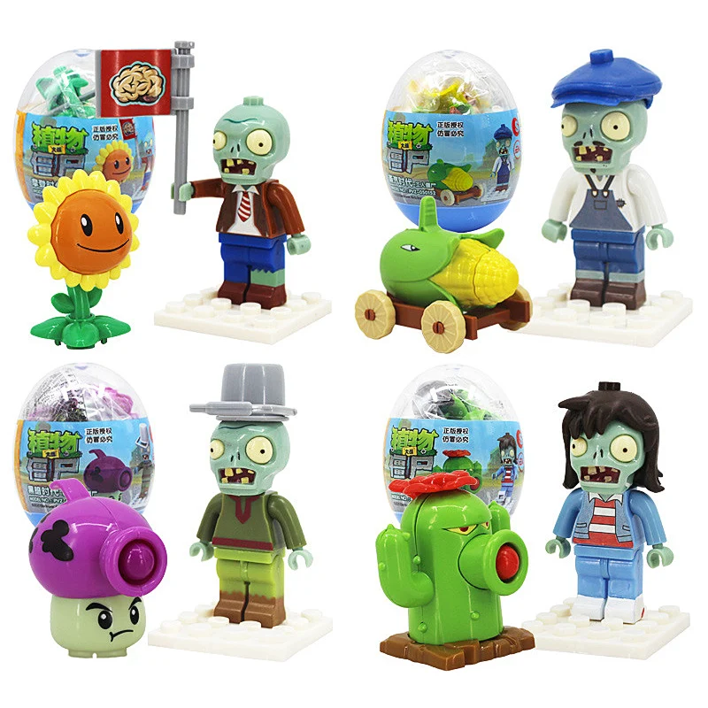 Plant Vs. Zombie Peashooter Labor Neon Zombie Action Figure Model Building Blocks Toy Capsules Gifts For Boy