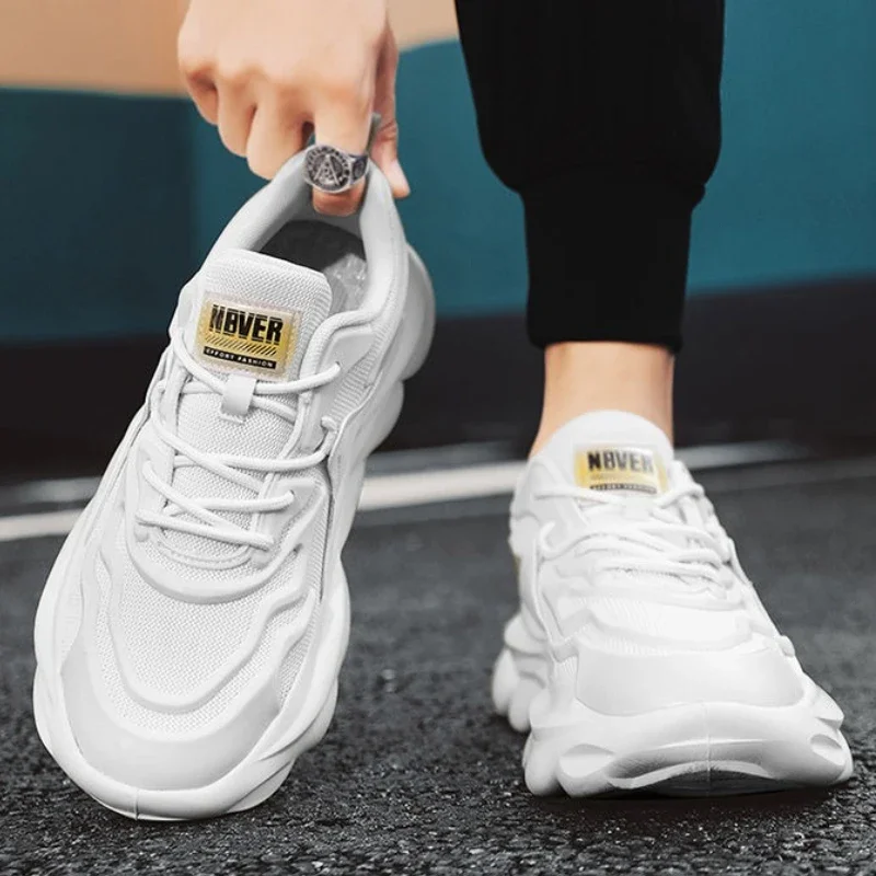 أحذية رياضية قابلة للتنفس للرجال، نعل داخلي مبطن بمنصة سميكة بدون جلد، لون ميك، حذاء رياضي كاجوال للركض والركض #6